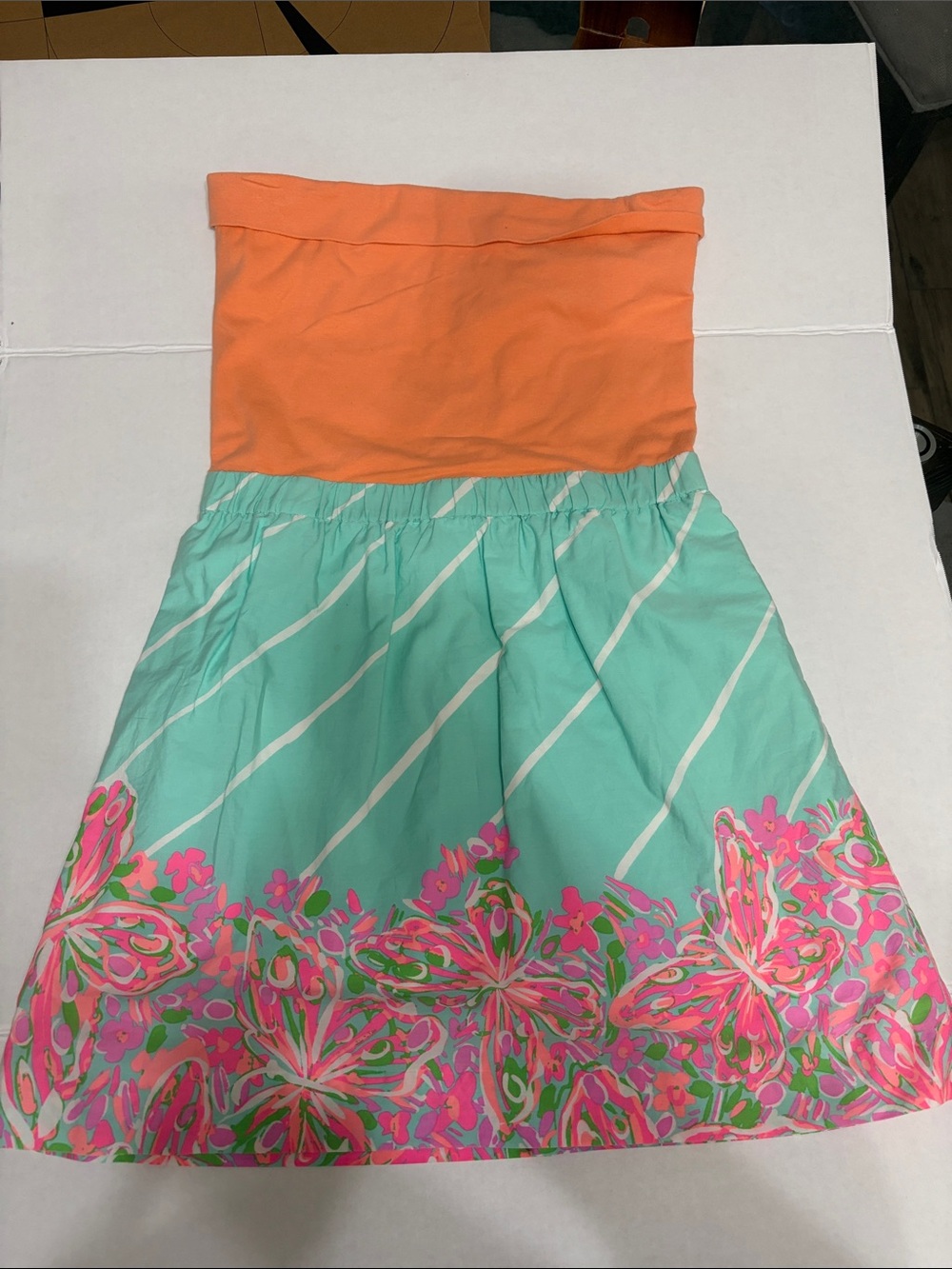 Lilly pulitzer Orange and Mint Floral A-Line Women's Skirt